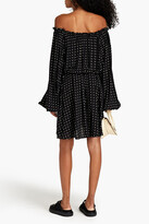 Thumbnail for your product : Rotate by Birger Christensen Carly off-the-shoulder polka-dot ECOVERO mini dress