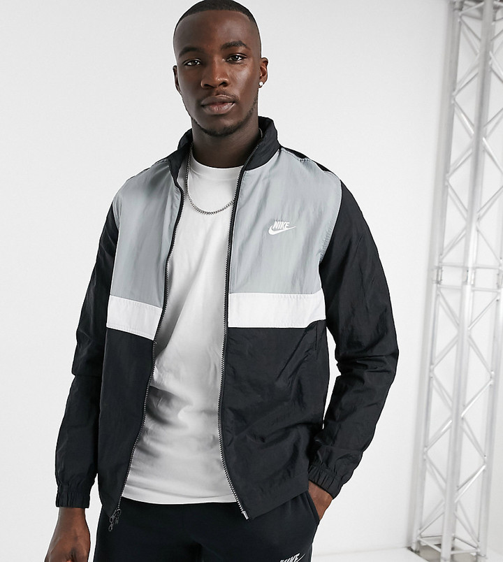 Nike Tall woven track jacket in black and gray - ShopStyle