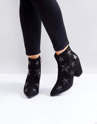 London Rebel Star Heeled Ankle Boots
