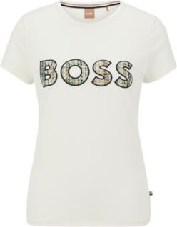 HUGO BOSS Stretch-cotton T-shirt with new-season logo