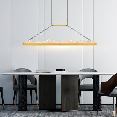 CWI Lighting 48in Modern Chandelier with Textured Glass LED Ceiling Light for Dining Room & Living Room