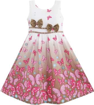 Sunny Fashion DZ81 Girls Dress Butterfly Double Bow Tie Party