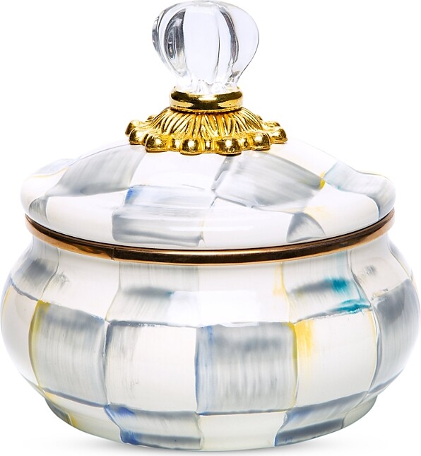 Mackenzie Childs Mackenzie-Childs Sterling Check Enamel Squashed Pot