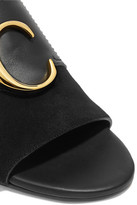 Thumbnail for your product : Chloé C Logo-embellished Leather And Suede Mules - Black