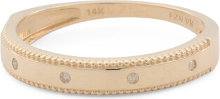 TJMAXX 14Kt Gold Diamond Sprinkle Band Ring With Ridged Edge, Diamond/Gold