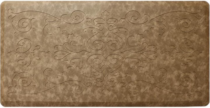 J&V Textiles Cloud Comfort Taupe 17 in. x 28 in. Medallion Embossed Anti-Fatigue Mat