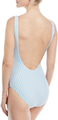 Onia Kelly Striped One-Piece Low-Back Swimsuit