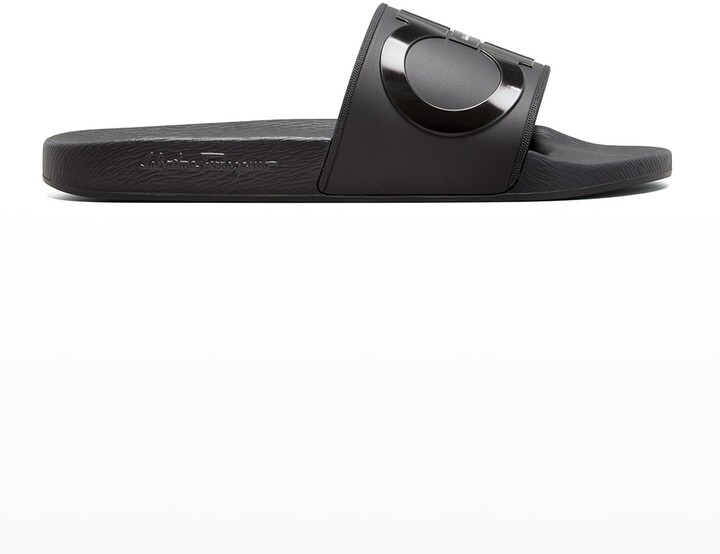 Salvatore Ferragamo Men's Groove Slide Sandals