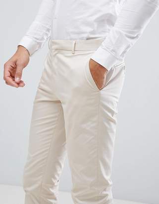 ASOS DESIGN wedding skinny suit pants in stretch cotton in stone