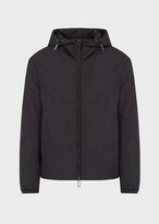 Thumbnail for your product : Emporio Armani Hooded, nylon jacket with all-over jacquard monogram