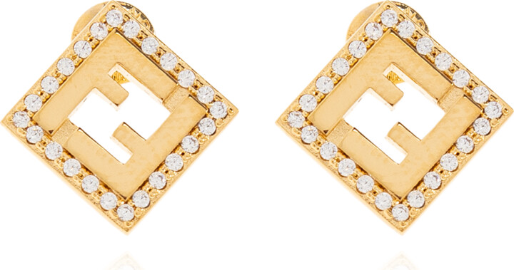 Fendi Logo-shaped Earrings  - Gold