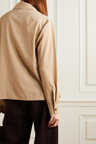 Thumbnail for your product : Bottega Veneta Embellished Draped Wool-twill Blouse - Beige