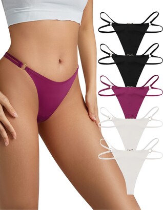 ALL OF ME Seamless Thongs for Women No Show Panties V-waisted Stretch  Breathable Sexy Thong Underwear 9 Pack XS-L - ShopStyle