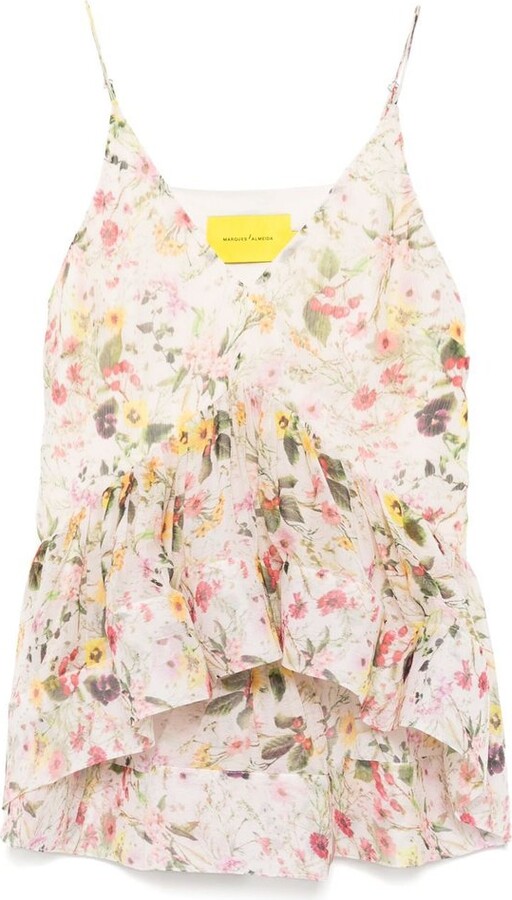 Marques Almeida Floral Ruffled Top