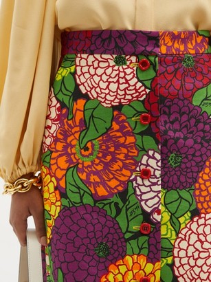 Gucci X Ken Scott Floral-print Cotton-blend Skirt - Multi