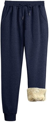 Lacsinmo Men's Sherpa Joggers Thermal Winter Sweatpants Dry Fit Thicken  Pants Navy Blue - ShopStyle Trousers