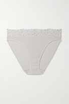 Thumbnail for your product : Hanro Moments Lace-trimmed Cotton-jersey Briefs - Taupe