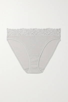 Hanro Moments Lace-trimmed Cotton-jersey Briefs - Taupe