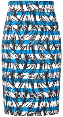 Prada banana print striped skirt