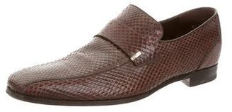 Gucci Snakeskin Square-Toe Loafers