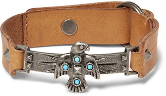 Valentino Leather and Silver-Tone Bracelet