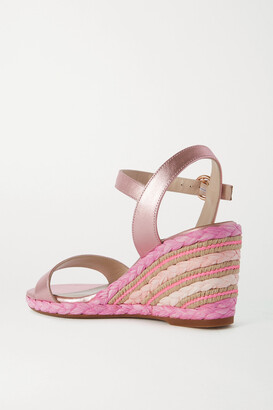Sophia Webster Lucita Metallic Leather Espadrille Wedge Sandals - Pink
