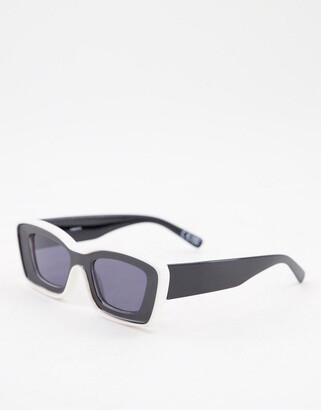 ASOS DESIGN chunky frame bevelled sunglasses in mono