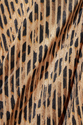 Alice + Olivia Harmony Asymmetric Leopard-print Burnout Crepe De Chine Midi Slip Dress