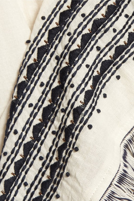 Sea Sarafan Fringed Embroidered Cotton-Muslin Tunic