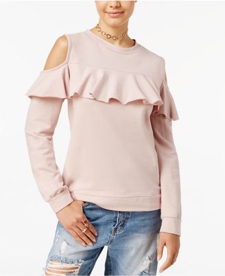 Polly and Esther Juniors' Cold-Shoulder Ruffle Sweatshirt