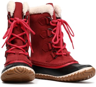 Sorel Caribou Slim Faux Shearling-trimmed Rubber And Suede Snow Boots