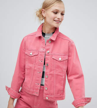 Monki denim jacket in pink