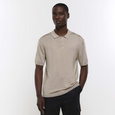 Thumbnail for your product : River Island Mens Beige Slim Fit Knitted Polo