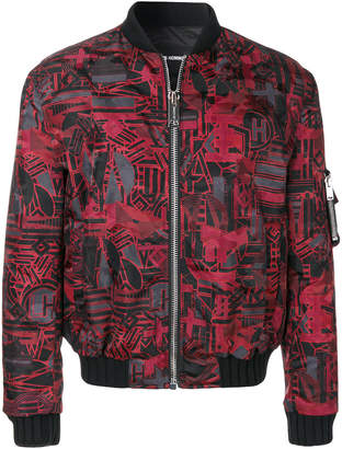 Les Hommes patterned puffy bomber jacket