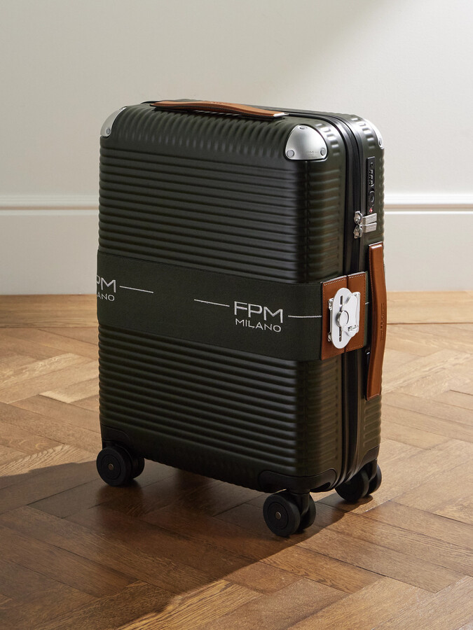 Bank Zip Deluxe M 55cm Leather-Trimmed Polycarbonate Spinner Carry-On Suitcase