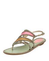 Thumbnail for your product : Rene Caovilla Satin Embellished Flat Sandal