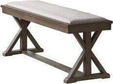 Contemporary Solid Wood Veneer Dining Room 1Pc Bench Cushion Seat Unique Legs Bench
