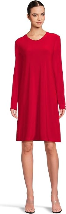 (取寄) ノーマ カマリ レディース ロング スリーブ クルー ドレス トゥ ニー Norma Kamali women Long Sleeve Crew Dress To Knee Tiger Red Norma Kamali Long Sleeve Crew Dress To Knee Women's Dress Tiger