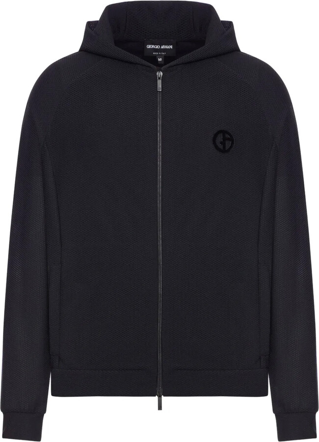 Giorgio Armani Textured Zip-Up Hooded Jacket