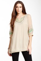 Thumbnail for your product : Blue Tassel Embroidered Silk Chiffon Blouse