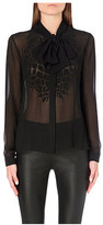 Thumbnail for your product : Roberto Cavalli Croc-detailed sheer silk blouse