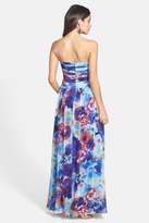 Thumbnail for your product : JS Boutique JS Btq Print Chiffon Strapless Gown