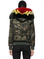 Thumbnail for your product : Mr & Mrs Italy Camo Bomber Jacket W/ Patchwork Fur