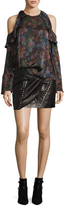 IRO Mupper Studded Leather Wrap Mini Skirt