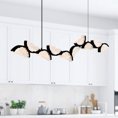 CWI Lighting Integrated LED 70" Modern Chandelier with Handmade Textured Glass for Dining Room Foyer Bedroom Living Room