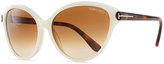 Thumbnail for your product : Tom Ford Priscila Cat-Eye Sunglasses, Ivory/Brown Havana