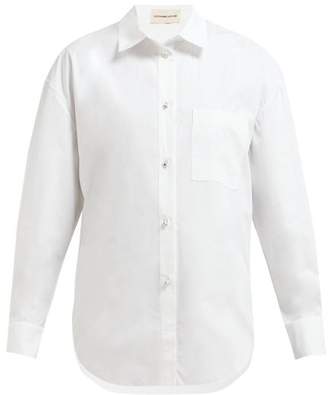 Alexandre Vauthier Crystal Embellished Cotton Poplin Shirt - Womens - White