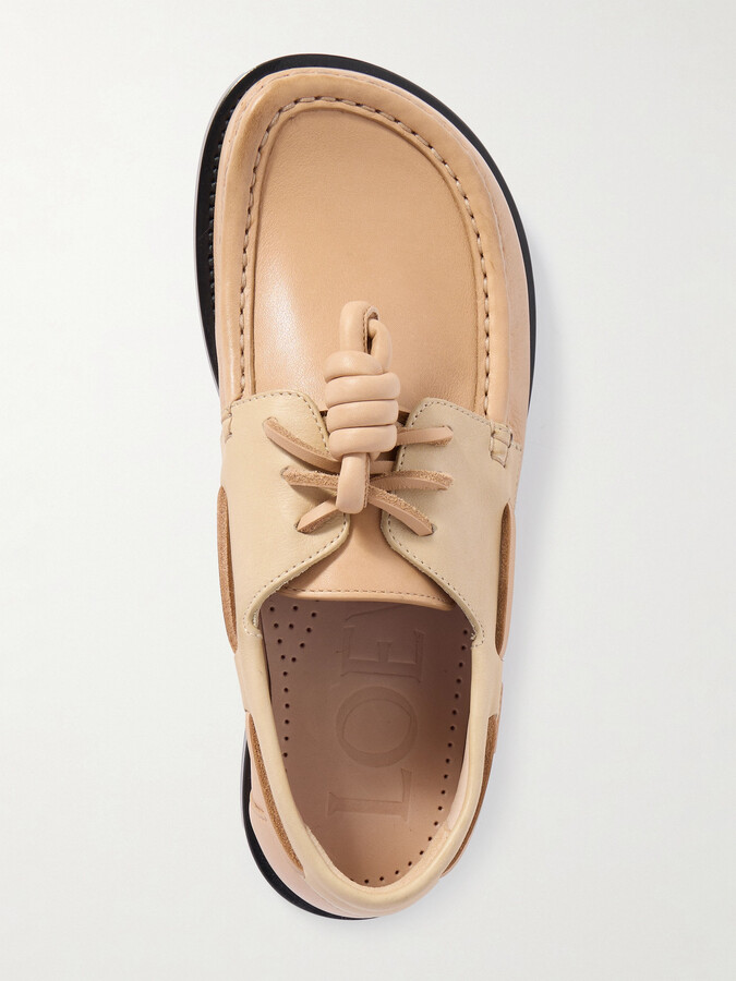 LOEWE - Campo Knotted Leather Loafers - Neutrals