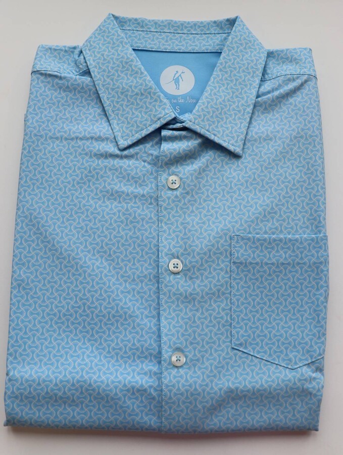 Toes on the Nose Men's Golden State Short Sleeve Button Up In Blue South Beach