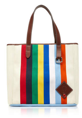 J.W.Anderson Embellished Striped Leather And Canvas Tote